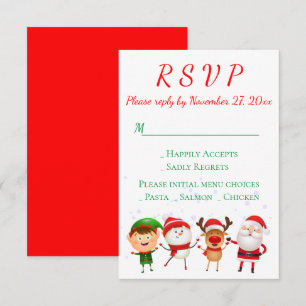 Invitation Fête de Noël RSVP Red Green Père Noël