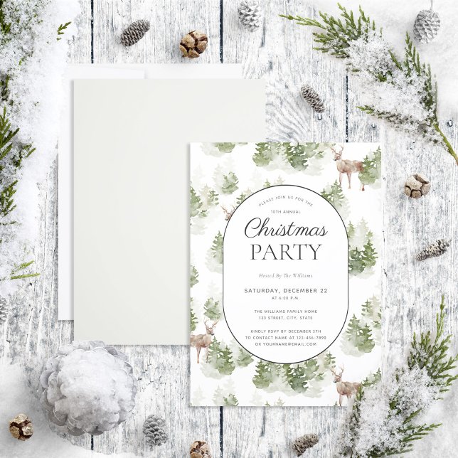 Invitation Fête de Noël Russe Moderne Forêt d'hiver (Créateur téléchargé)