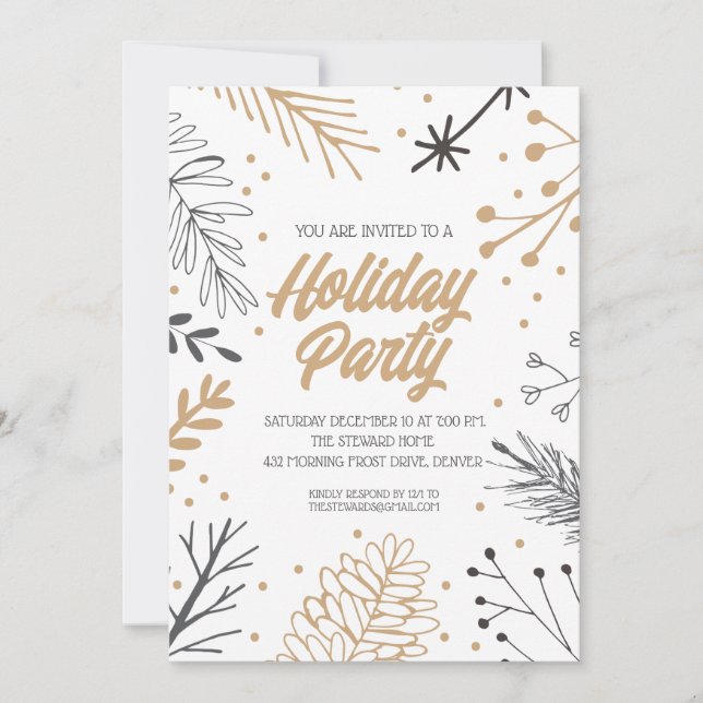 Invitation Fête de Noël rustique (Devant)