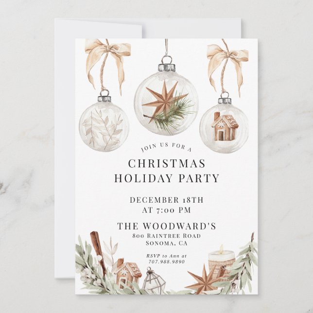 Invitation Fête de Noël rustique (Devant)