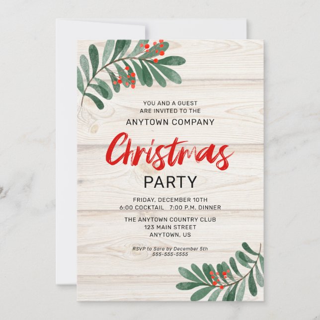 Invitation Fête de Noël rustique (Devant)
