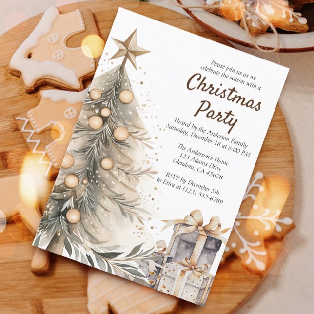 Invitation Fête de Noël rustique (Invite your guests to your Christmas celebration with this heartwarming and cozy holiday invitation.)