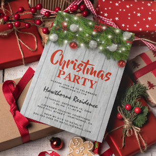 Invitation Fête de Noël rustique à la campagne