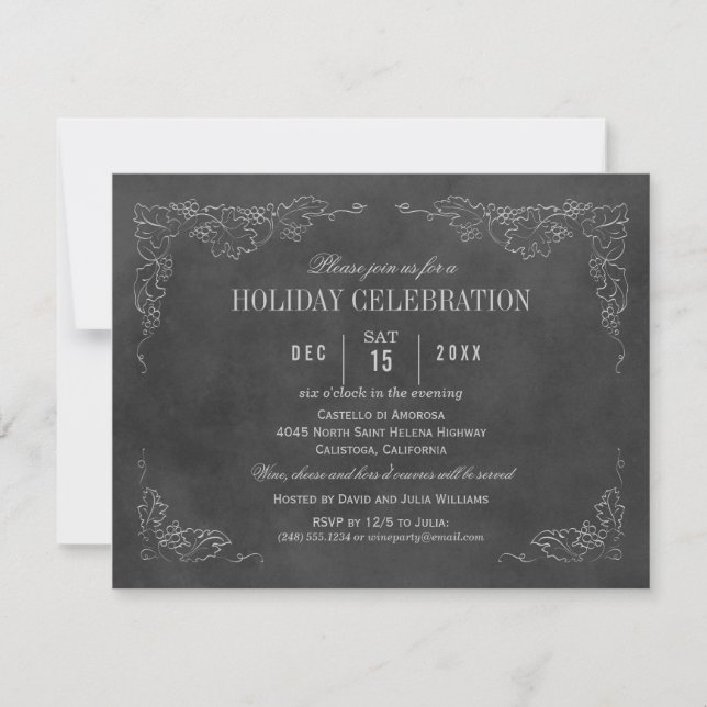 Invitation Fête de Noël Rustique Black Chalkboard (Devant)