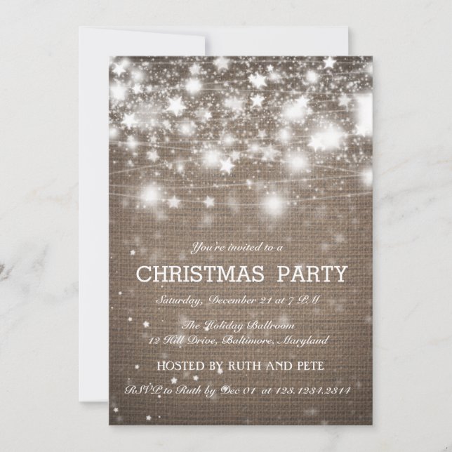 Invitation Fête de Noël Rustique Burlap (Devant)