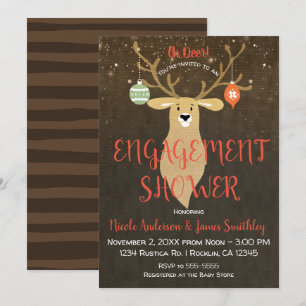 Invitation Fête de Noël Rustique de Mariage de Cerfs
