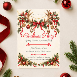 Invitation Fête de Noël rustique en forêt