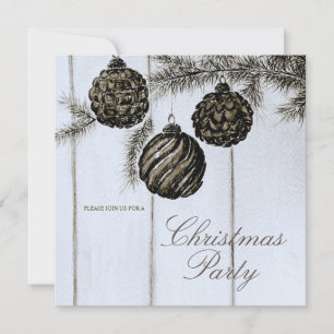 Invitation Fête de Noël Rustique Noir et Blanc