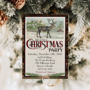 Invitation Fête de Noël rustique Woodland