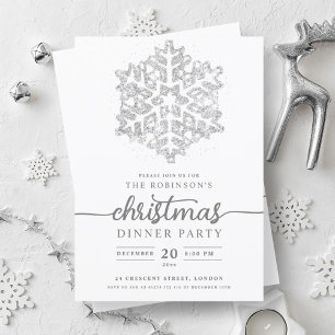 Invitation Fête de Noël Silver d'hiver moderne