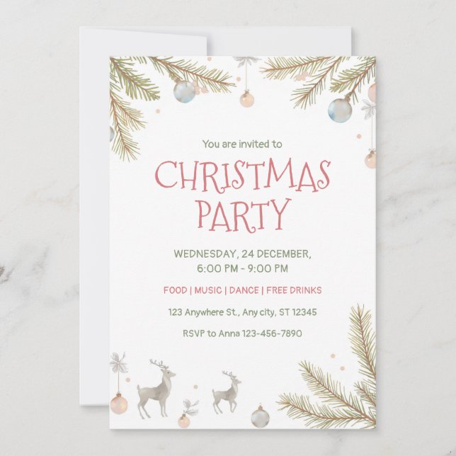 Invitation Fête de Noël simple (Devant)