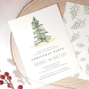 Invitation Fête de Noël Simple Vintage Evergreen