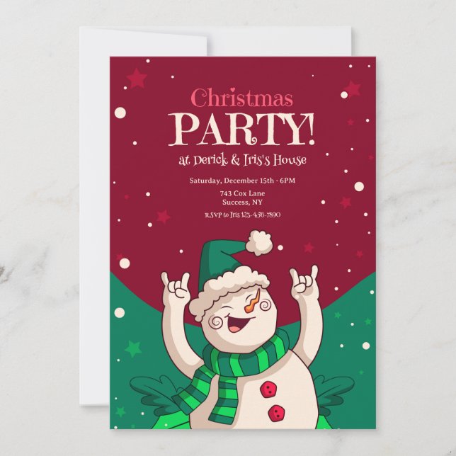 Invitation Fête de Noël Snowman (Devant)