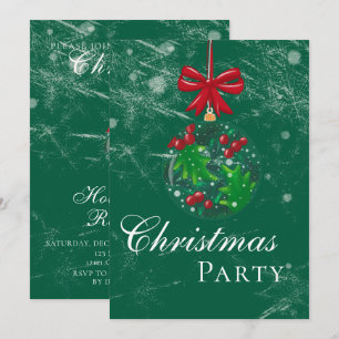 Invitation Fête de Noël sous globe de neige en pays merveille