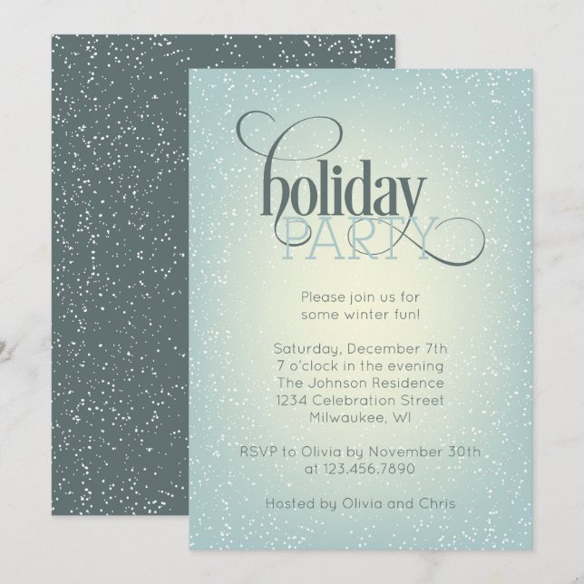 Invitation Fête de Noël sous la neige (Devant / Derrière)