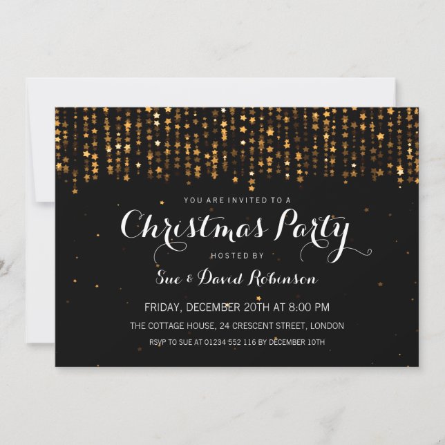 Invitation Fête de Noël Star d'hiver Confetti Gold (Devant)