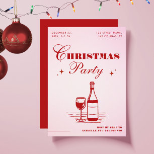 Invitation Fête de Noël stylée rose et rouge