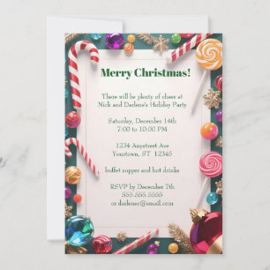 Invitation Fête de Noël sucres de canne et Lollipops