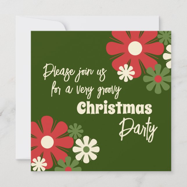 Invitation Fête de Noël super Retro Floral (Devant)