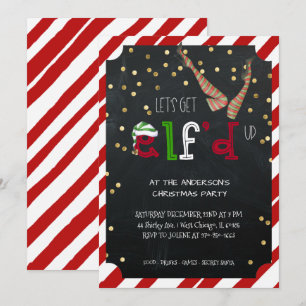 Invitation Fête de Noël sur le thème des elfes