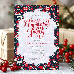 Invitation Fête de Noël sur le thème des orignaux de l'hiver