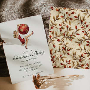 Invitation Fête de Noël traditionnelle vintage du Père Noël