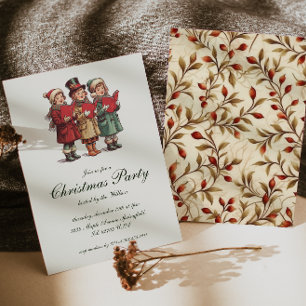 Invitation Fête de Noël traditionnelle vintage du Père Noël