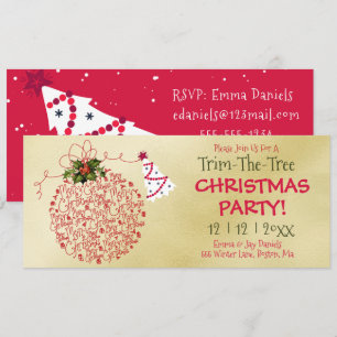 Invitation Fête de Noël Trim-The-Tree, Rouge et Or