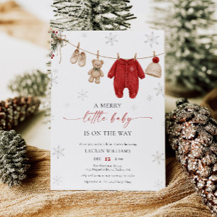 Invitation Fête de Noël Une joyeuse petite Baby Shower