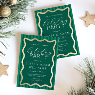Invitation Fête de Noël Vave Green Stripe