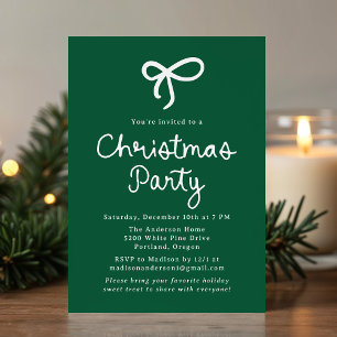 Invitation Fête de Noël verte à l'écriture fantaisiste en for