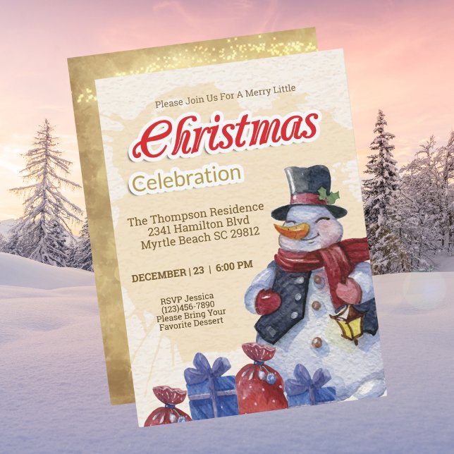 Invitation Fête de Noël vintage Snowman (Créateur téléchargé)