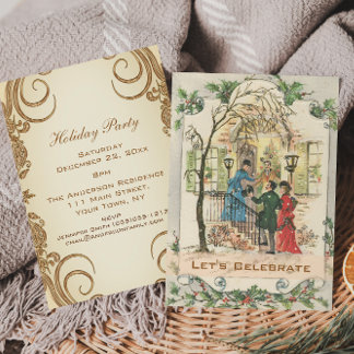 Invitation Fête de Noël vintage Victorienne