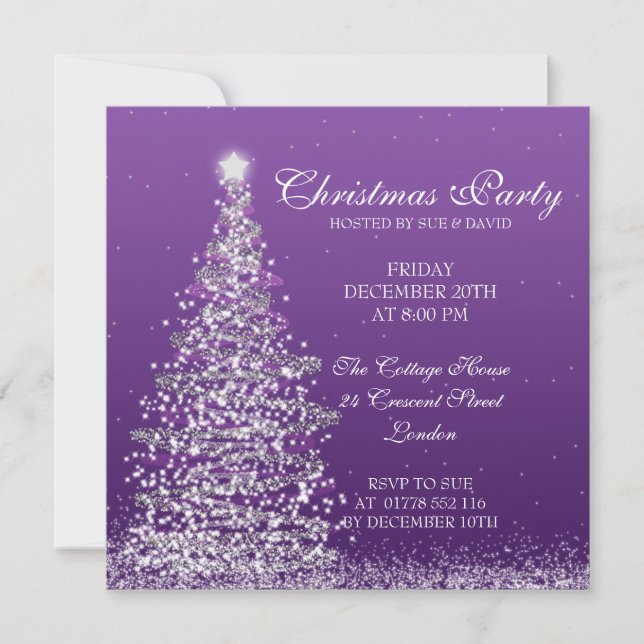 Invitation Fête de Noël violette (Devant)
