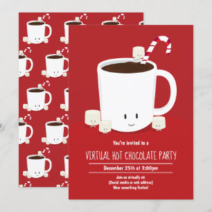 Invitation Fête de Noël virtuelle Chocolat chaud