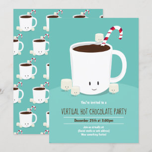 Invitation Fête de Noël virtuelle Chocolat chaud Turquoise