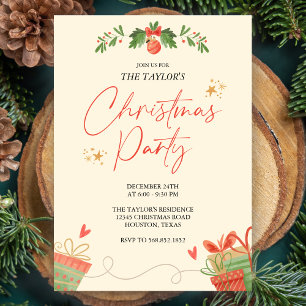 Invitation Fête de Noël Watercolor