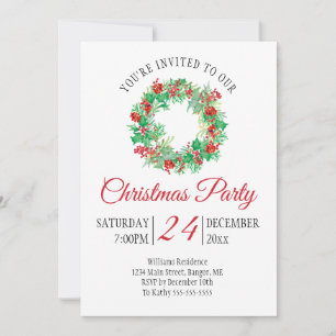 Invitation Fête de Noël Werath Red Script