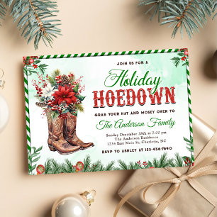 Invitation Fête de Noël Western Cowboy Hoedown