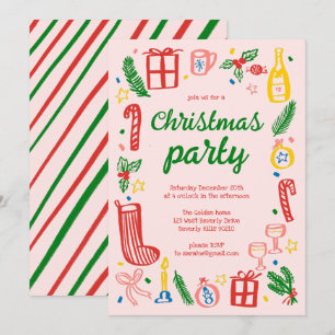 Invitation Fête de Noël Whimsical Cute Custom
