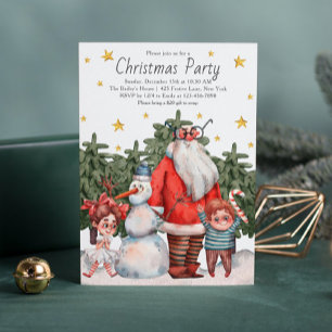 Invitation Fête de Noël Whimsman Père Noël Snowman pour enfan