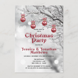 Invitation Fête de Noël Wonderland Ornements rouges