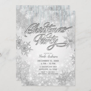 Invitation Fête de Noël Wonderland White Snowflakes