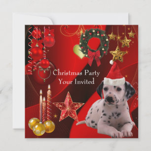 Invitation Fête de Noël Xmas Chien Chapeau