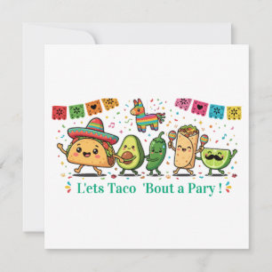 Invitation Fête de nourriture mexicaine Kawaii mignonne - Tac
