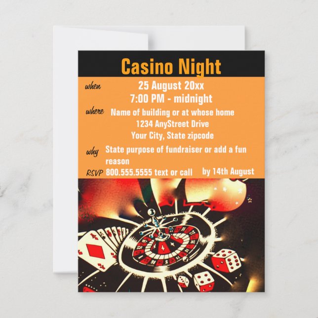Invitation Fête de nuit du Casino Poker (Devant)
