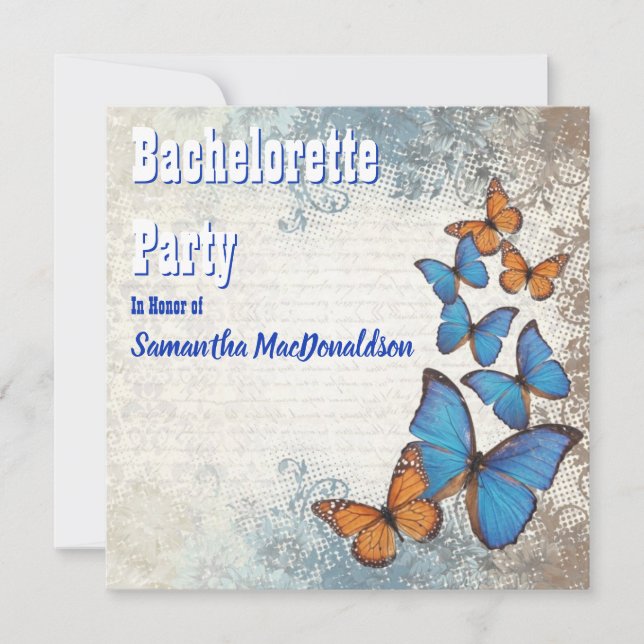 Invitation Fête de papillon romantique vintage (Devant)