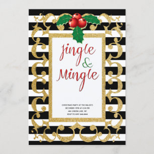 Invitation Fête de parties scintillant dorée de Jingle et Min