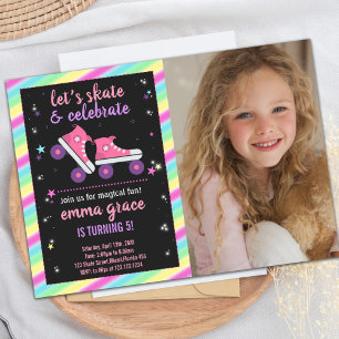 Invitation Fête de patinage à rouleaux pour filles