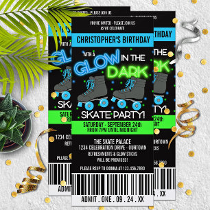 Invitation Fête de patinage en Glow in the Dark